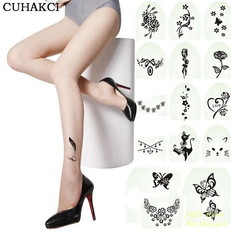 2017 Hot New Fashion Sexy Tattoo Tights Stockings Transparent Ultra-thin Ladies Girl and Women Pantyhose