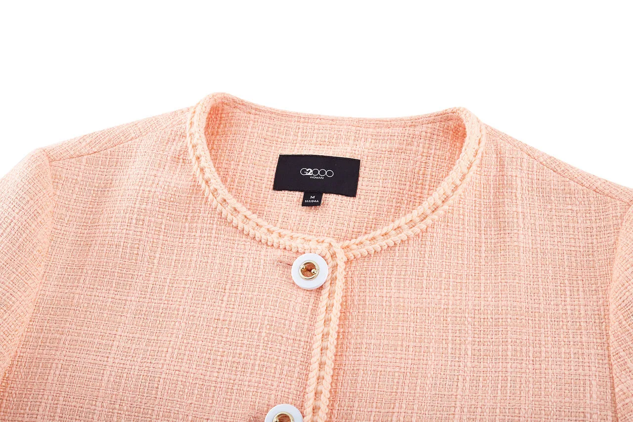 Acrylic Tweed Round Neck Jacket