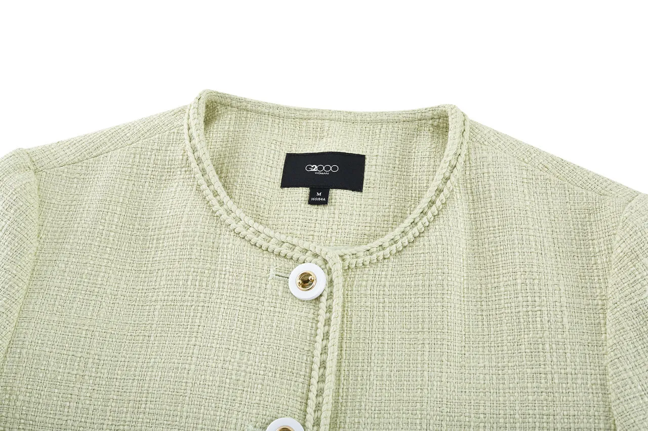 Acrylic Tweed Round Neck Jacket