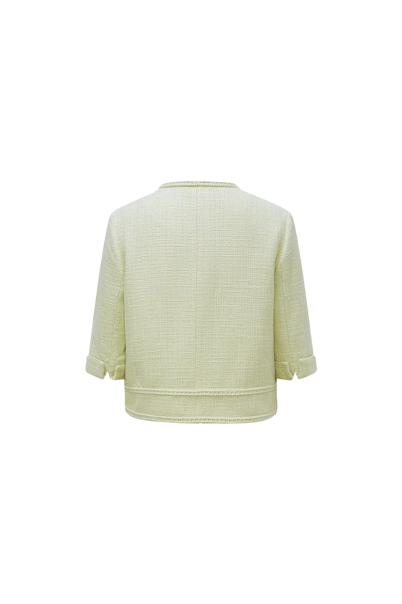 Acrylic Tweed Round Neck Jacket