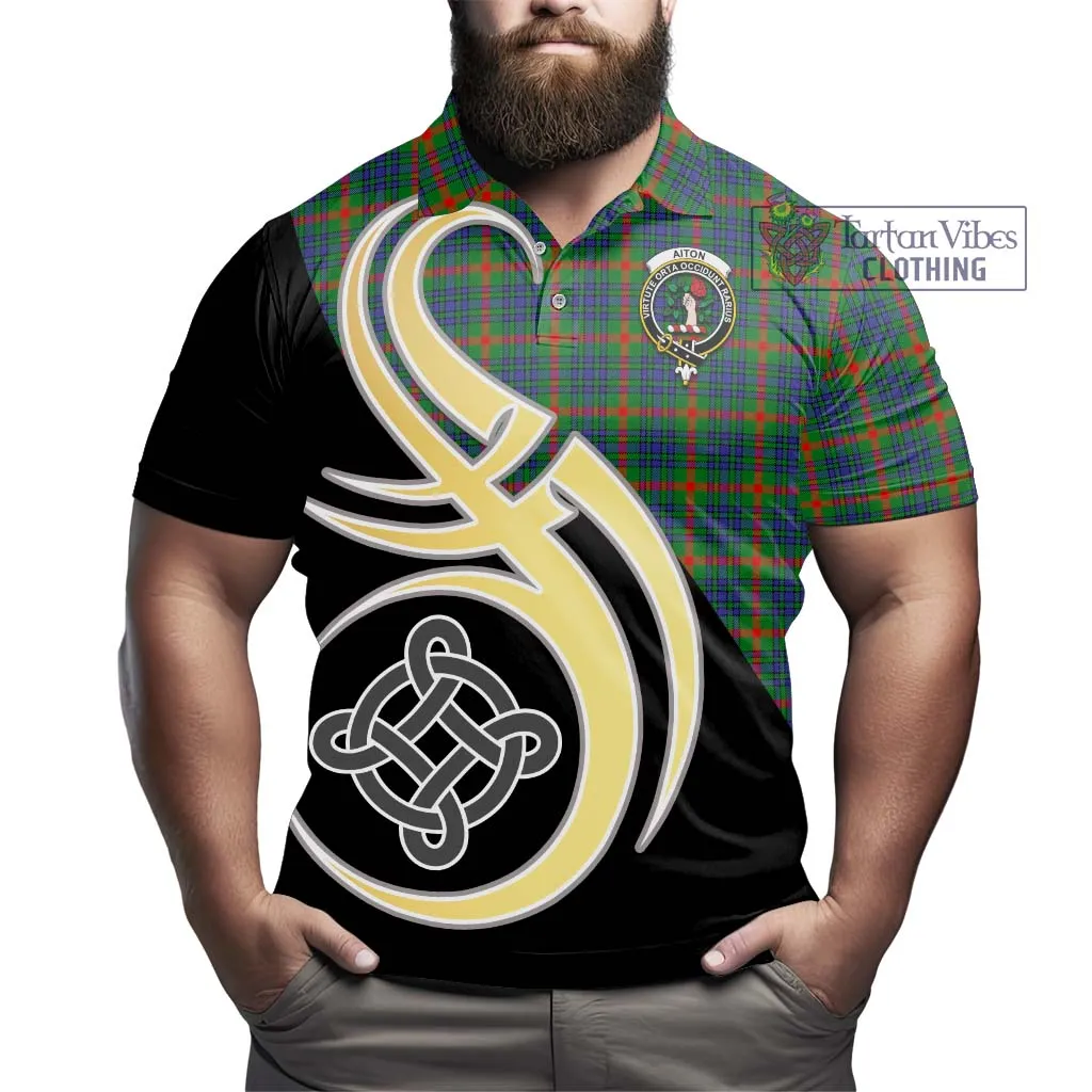 Aiton Tartan Polo Shirt with Family Crest and Celtic Symbol Style