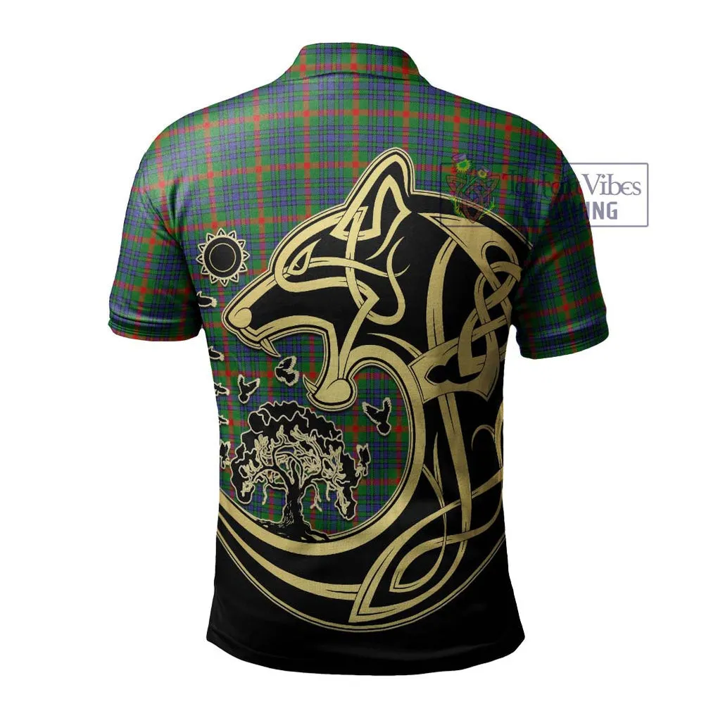 Aiton Tartan Polo Shirt with Family Crest Celtic Wolf Style