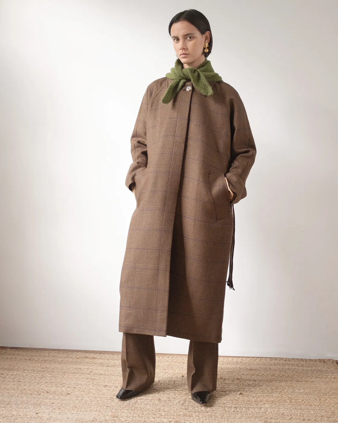 Alice Coat Wool Check Brown