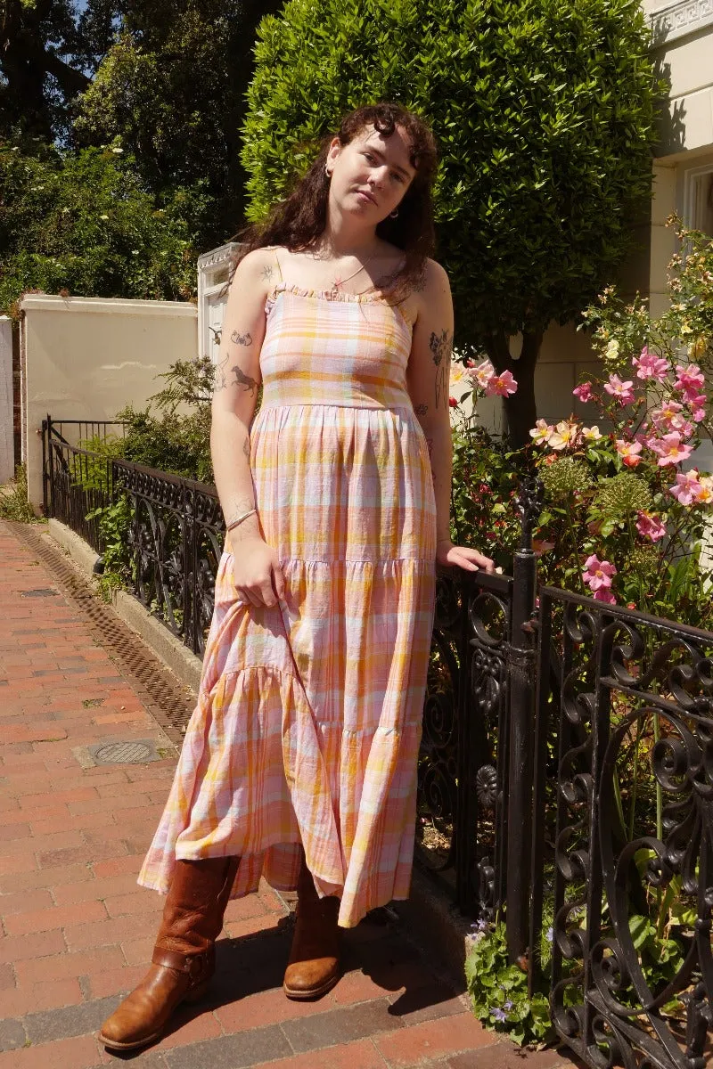 Alice Maxi Dress in Strawflower Pink Tartan