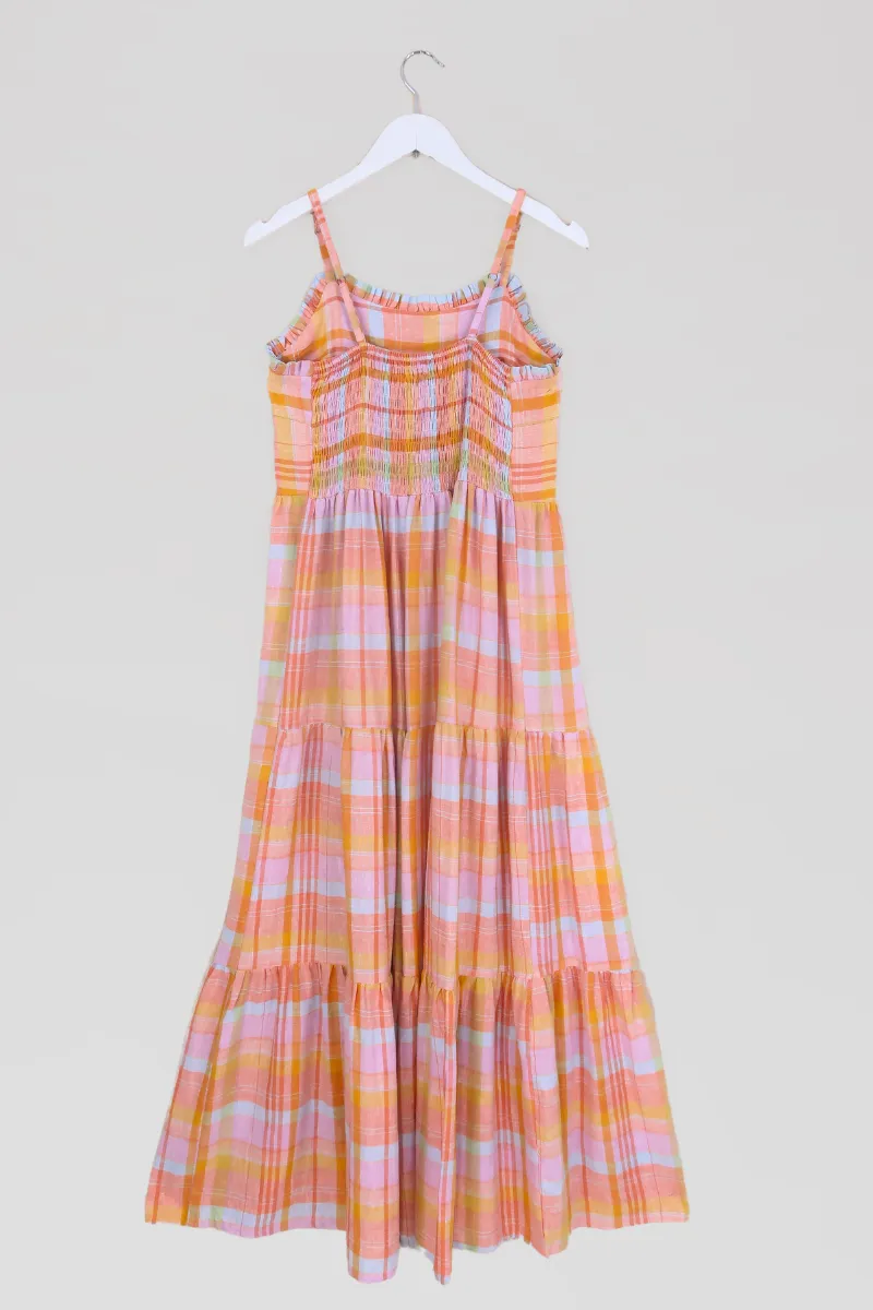 Alice Maxi Dress in Strawflower Pink Tartan