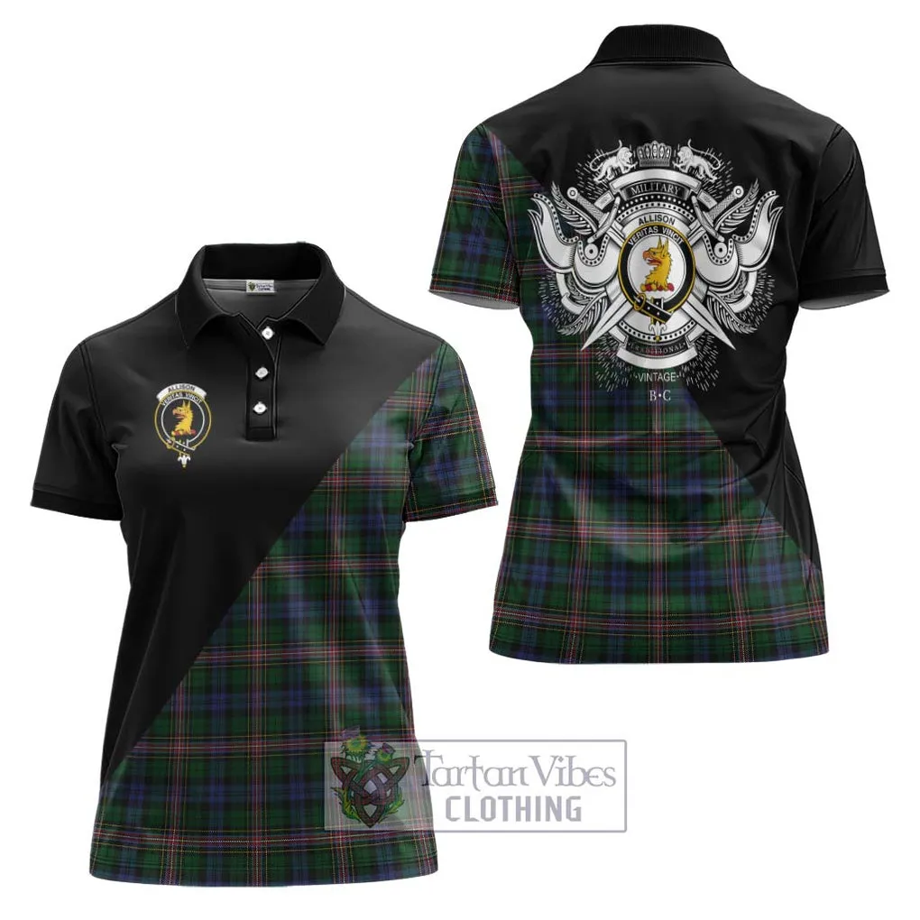 Allison Tartan Women's Polo Shirt with Family Crest and Military Logo Style