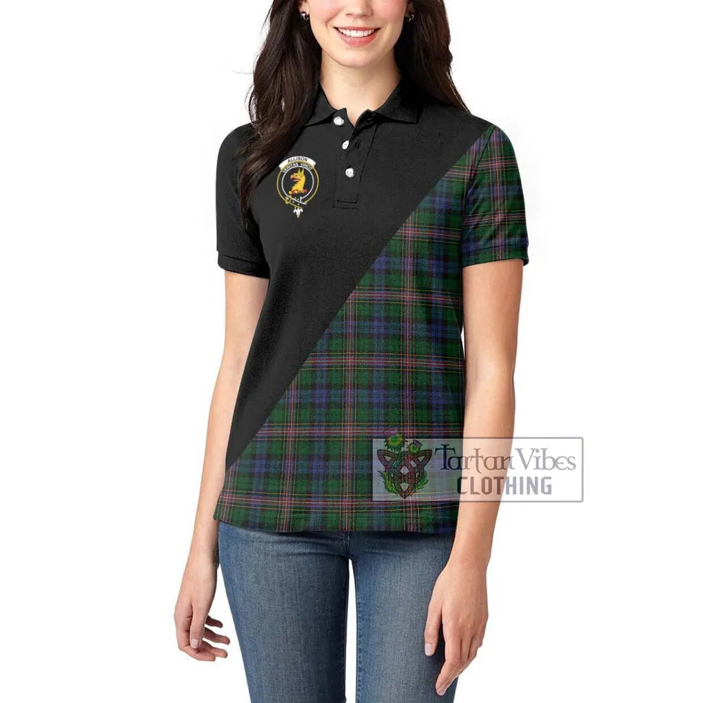 Allison Tartan Women's Polo Shirt with Family Crest and Military Logo Style