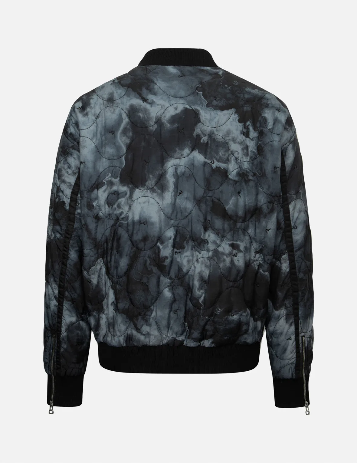 Allover Seagull Embroidery Tie-Dye Loose Fit Padded Bomber Jacket