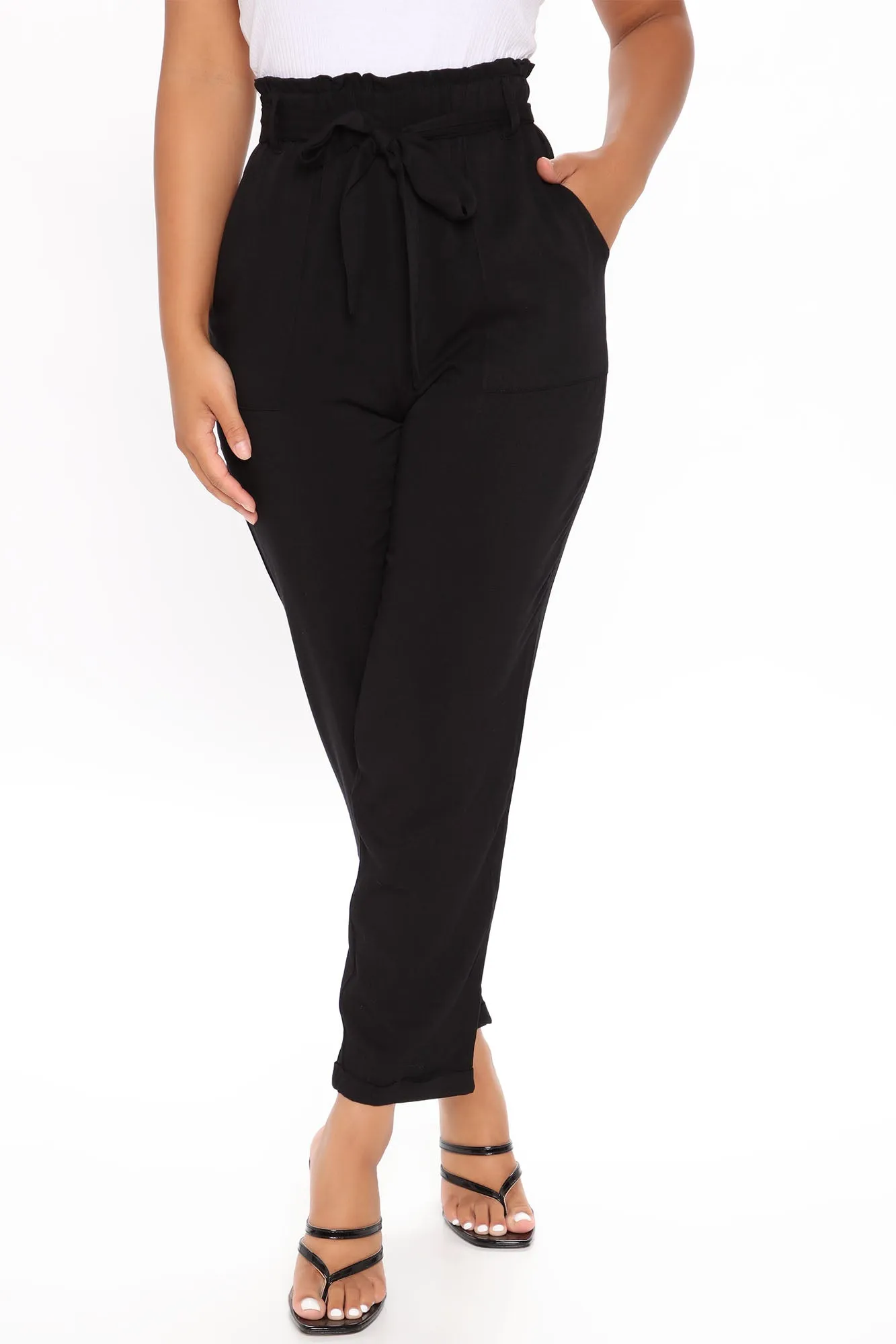 Always A Classic Tie Waist Pants - Black