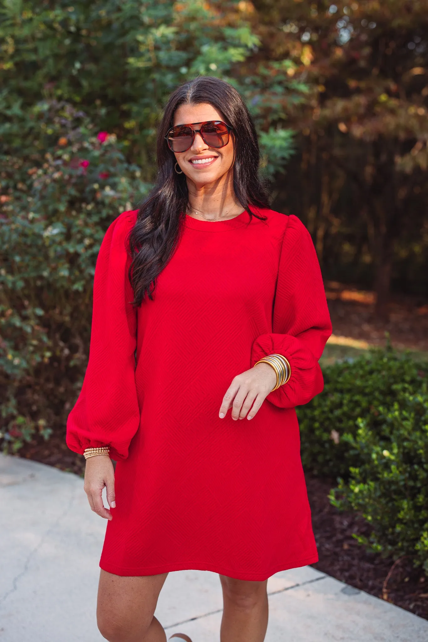 Always Trending Red Textured Dress