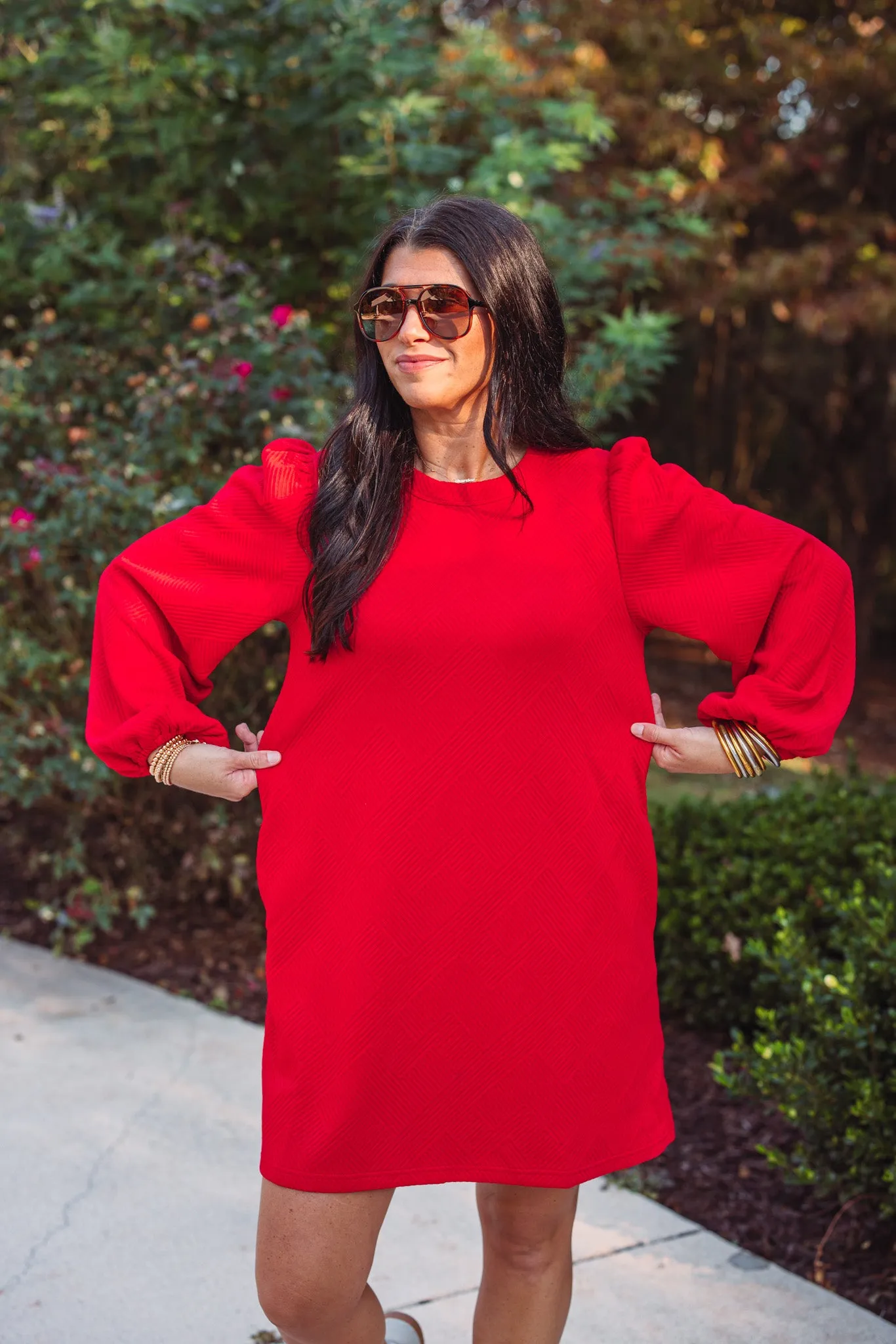 Always Trending Red Textured Dress