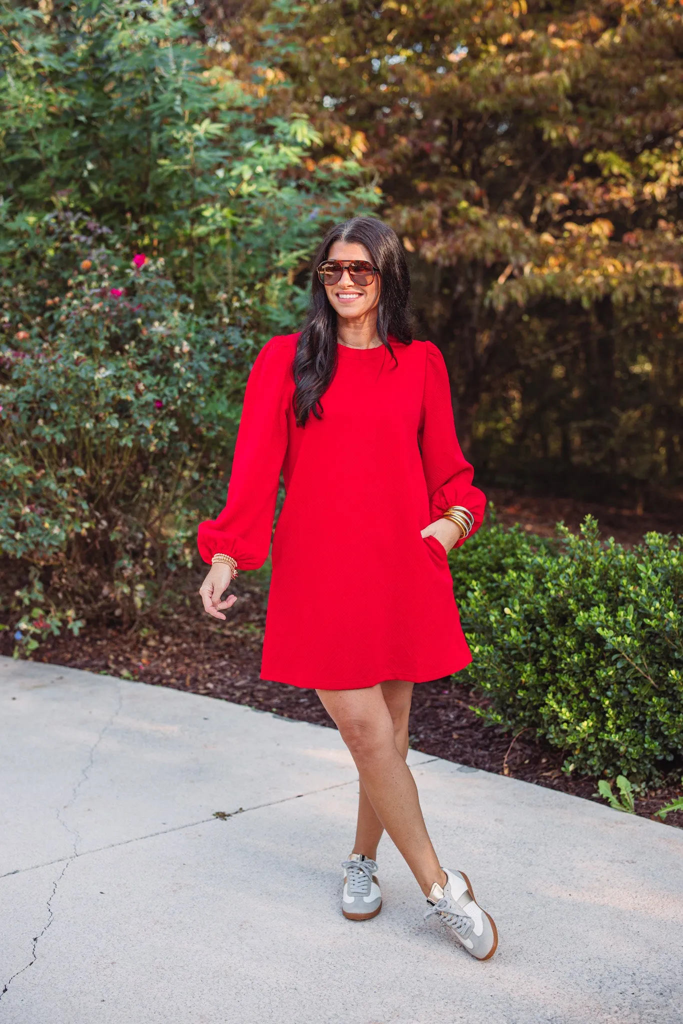 Always Trending Red Textured Dress