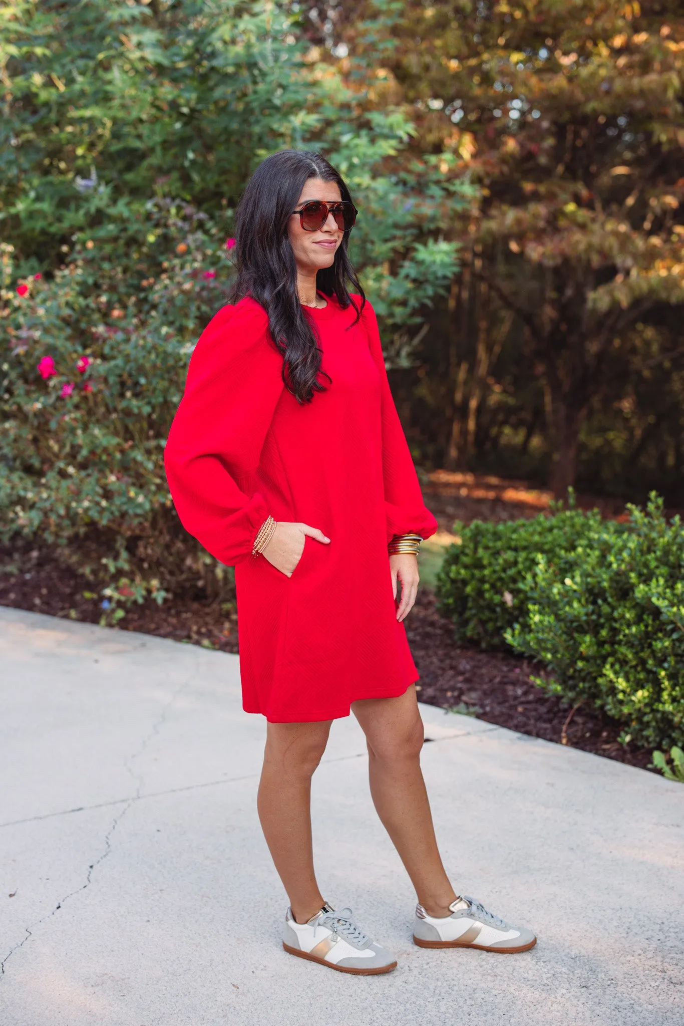 Always Trending Red Textured Dress