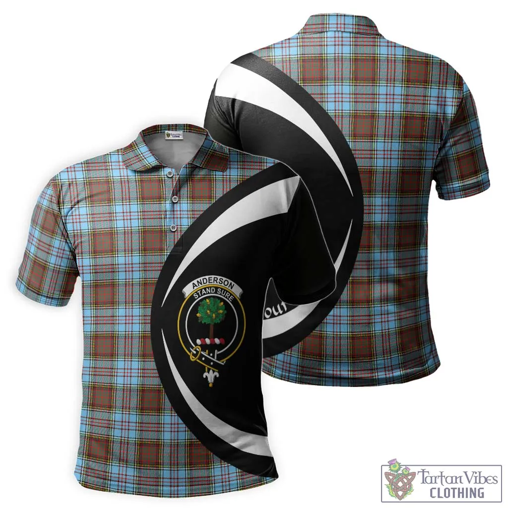 Anderson Ancient Tartan Men's Polo Shirt with Family Crest Circle Style