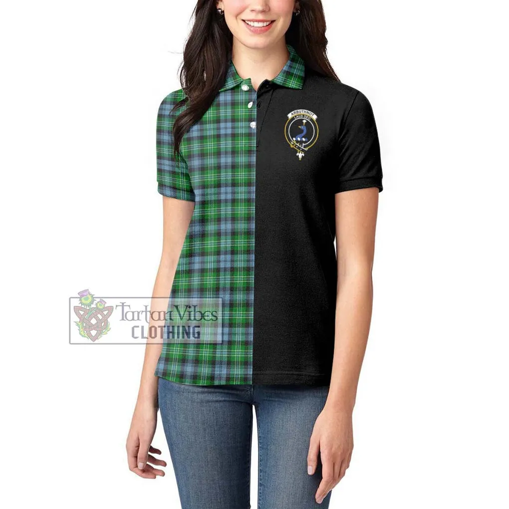 Arbuthnot Ancient Tartan Women's Polo Shirt with Family Crest and Half Of Me Style