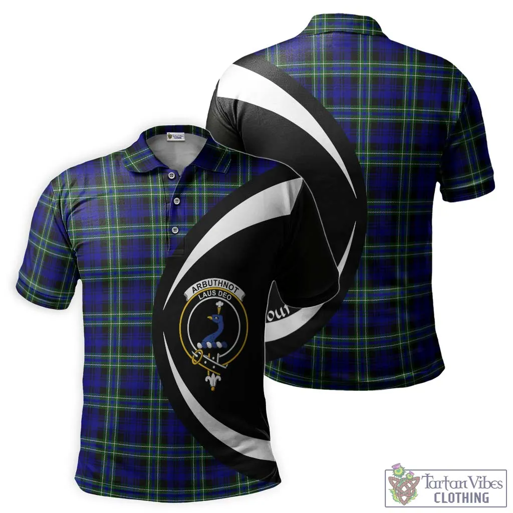 Arbuthnot Modern Tartan Men's Polo Shirt with Family Crest Circle Style