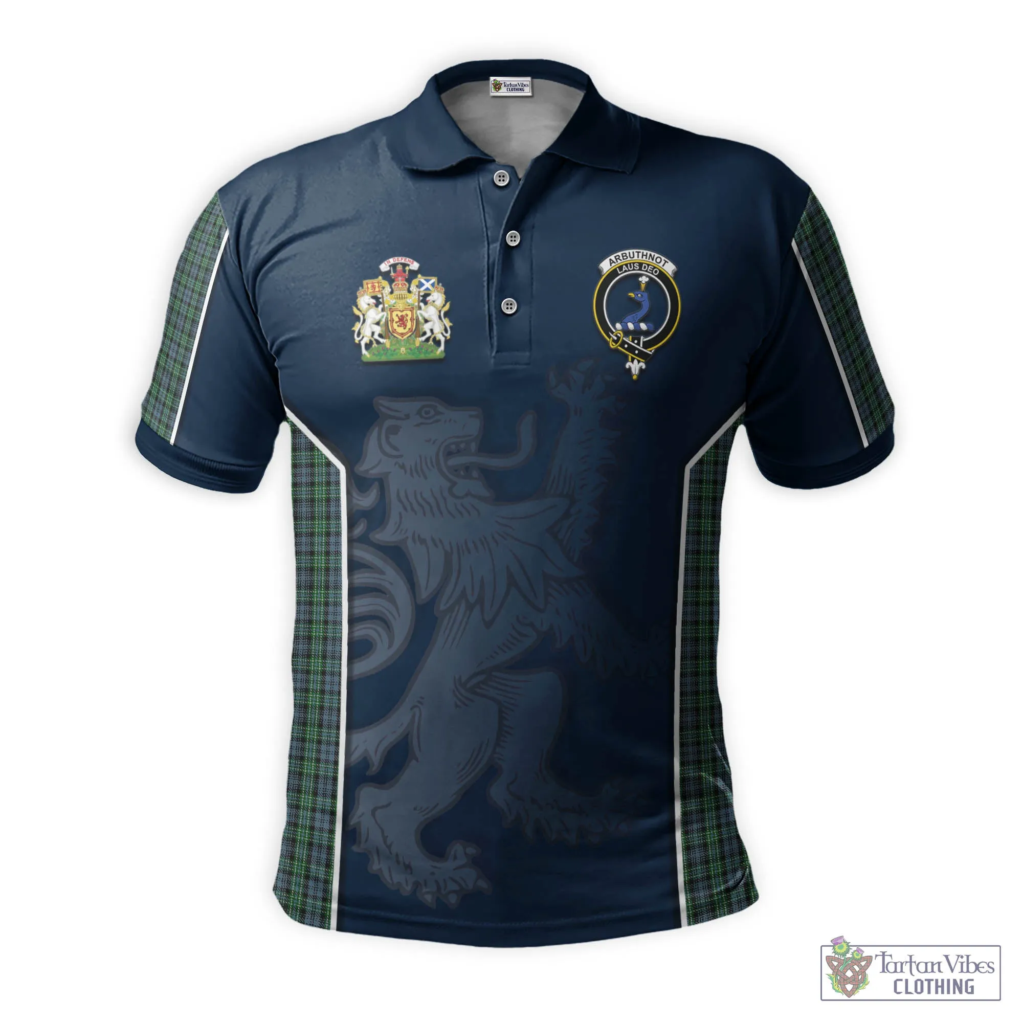 Arbuthnot Tartan Men's Polo Shirt with Family Crest and Lion Rampant Vibes Sport Style