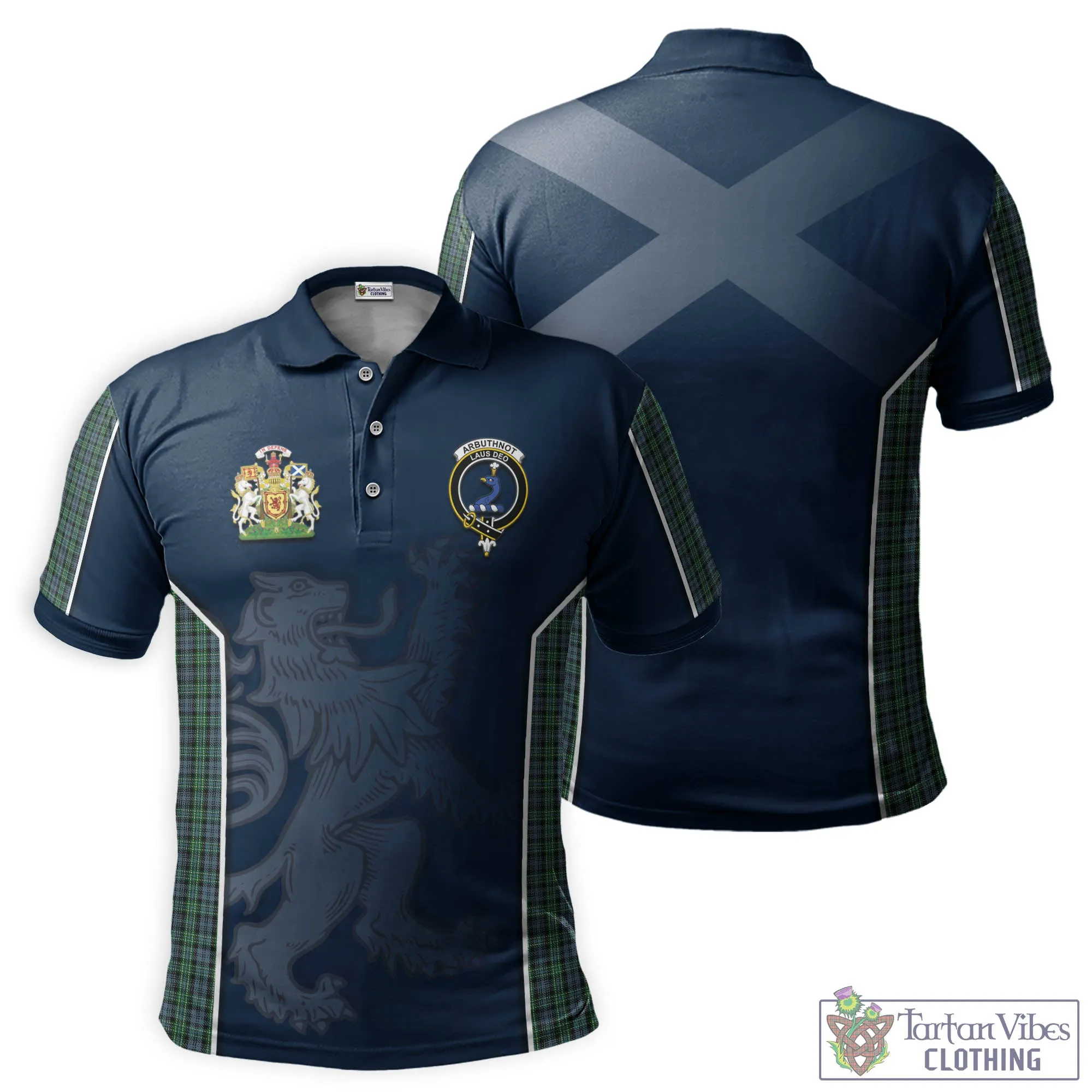 Arbuthnot Tartan Men's Polo Shirt with Family Crest and Lion Rampant Vibes Sport Style