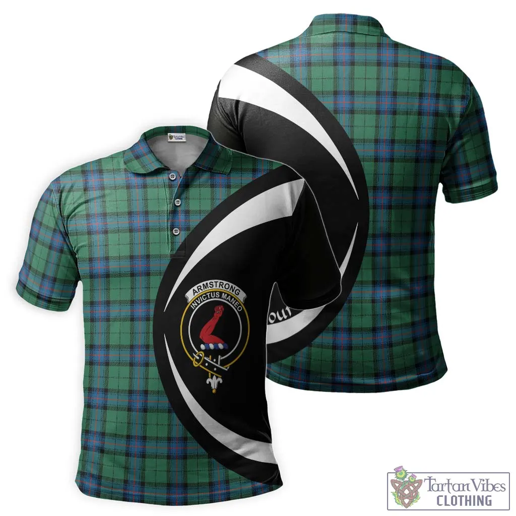 Armstrong Ancient Tartan Men's Polo Shirt with Family Crest Circle Style