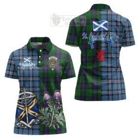 Armstrong Tartan Women's Polo Shirt Happy St. Andrew's Day Half Tartan Style