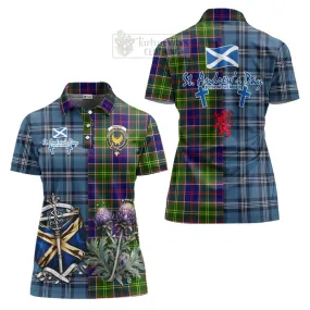 Arnott Tartan Women's Polo Shirt Happy St. Andrew's Day Half Tartan Style