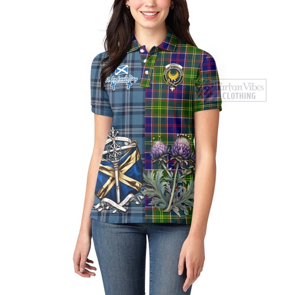 Arnott Tartan Women's Polo Shirt Happy St. Andrew's Day Half Tartan Style