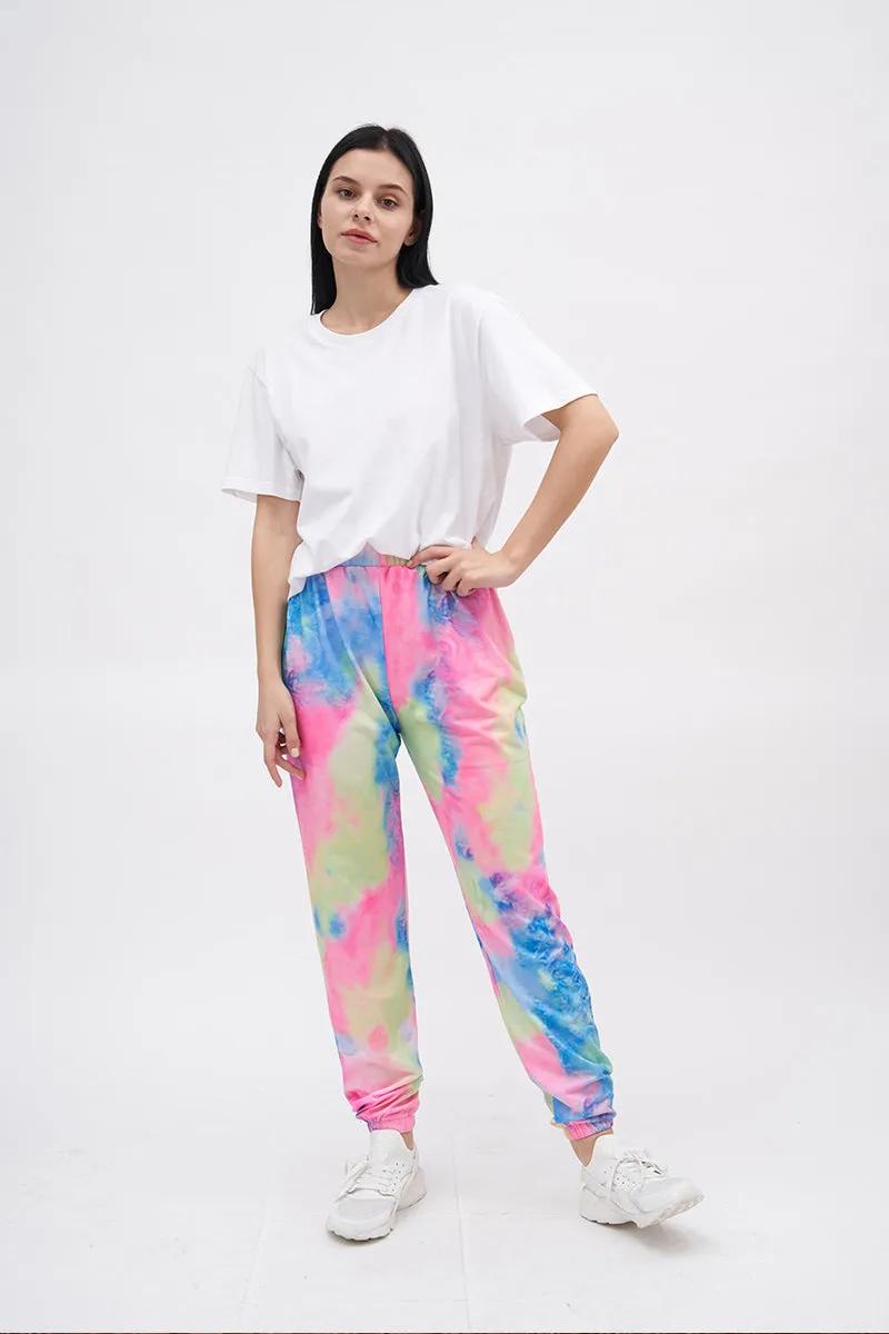 ARO LORA Elastic Waist Tie Dye Casual Pants