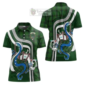 Arthur Highland Tartan Women's Polo Shirt with Epic Bagpipe Style