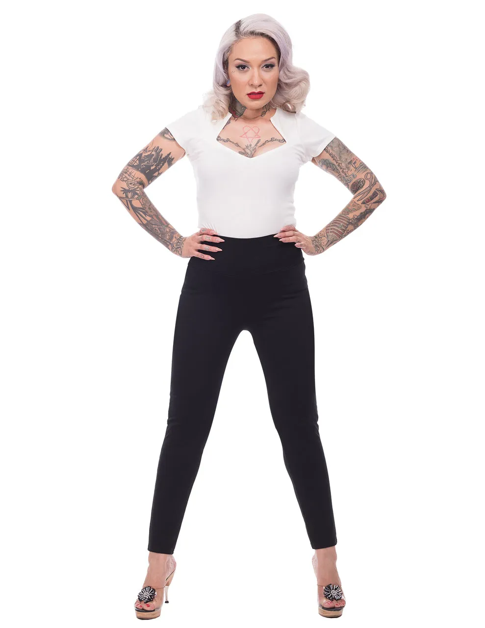 Audrey Cigarette Leggings in Black