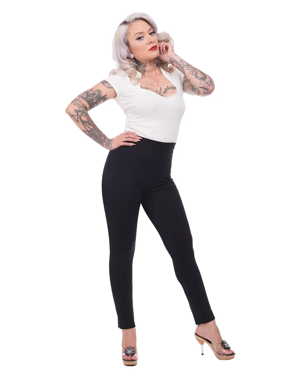 Audrey Cigarette Leggings in Black