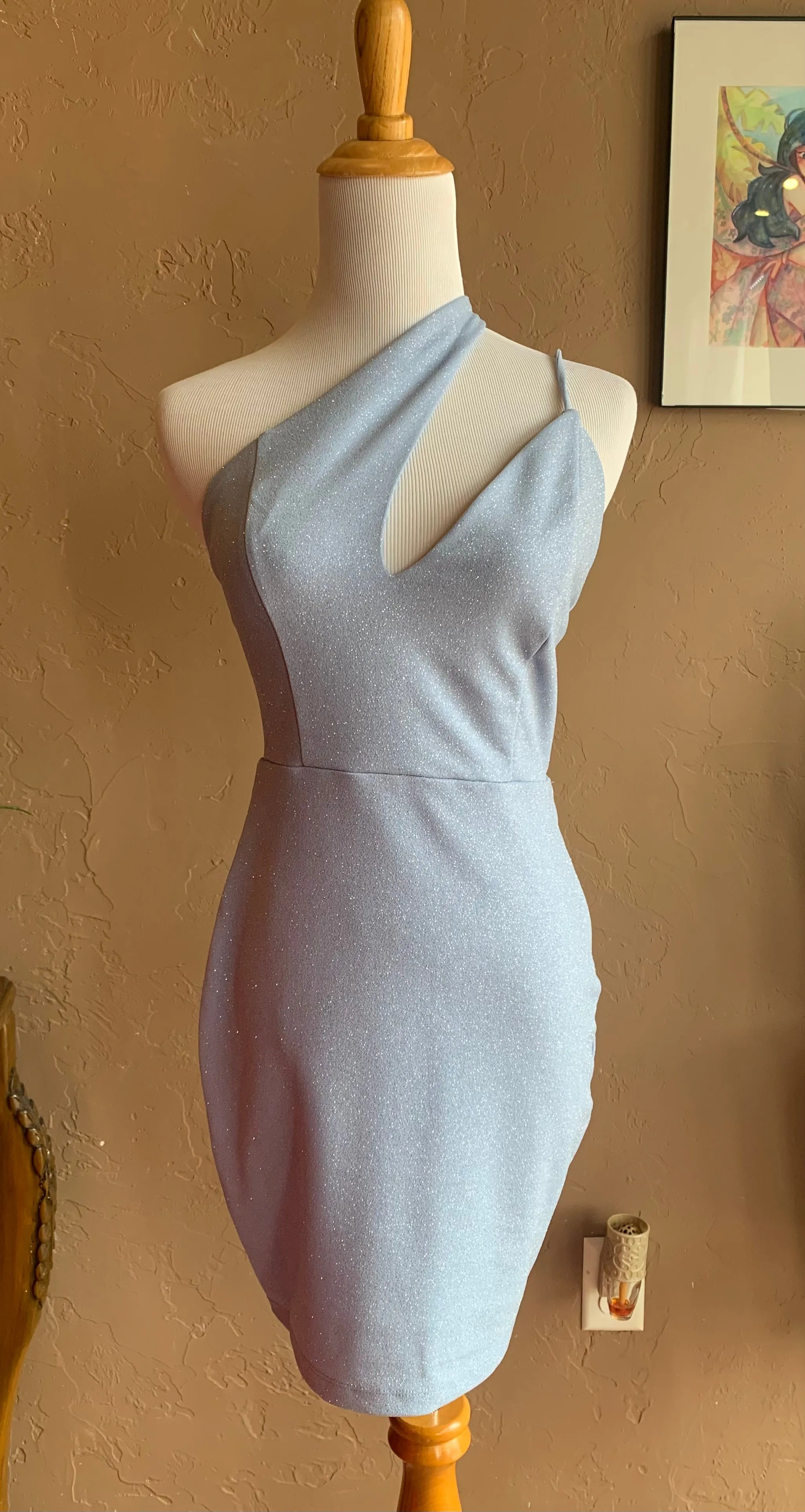 Baby Blue Glimmer Mini Cocktail Dress