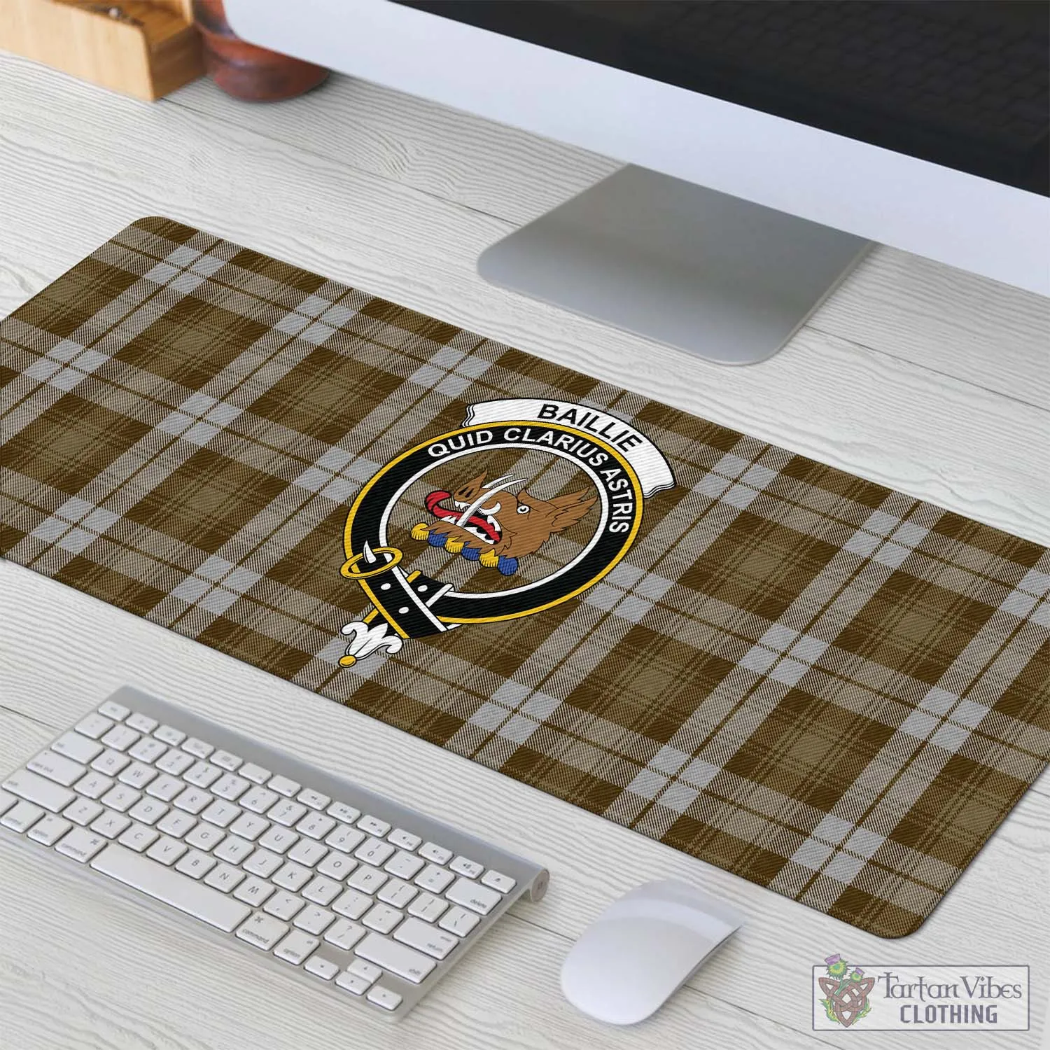 Baillie Dress Tartan Mouse Pad with Family Crest