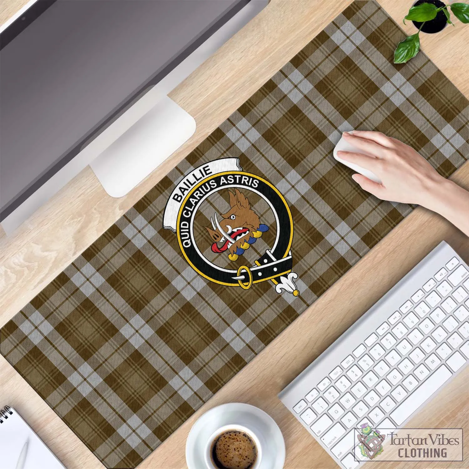 Baillie Dress Tartan Mouse Pad with Family Crest