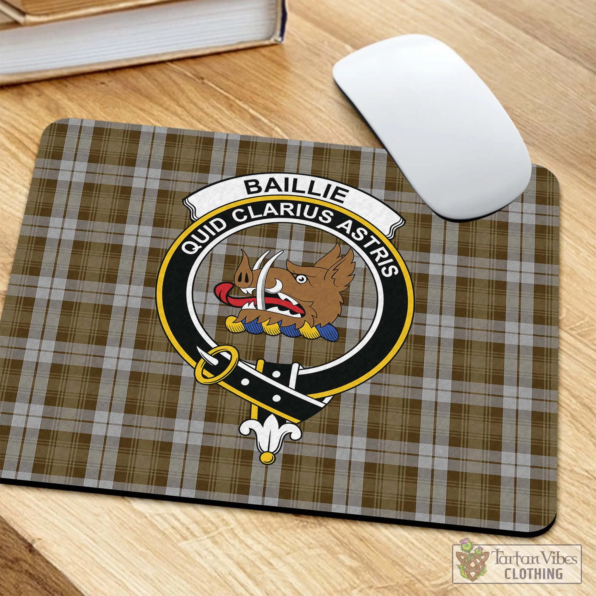 Baillie Dress Tartan Mouse Pad with Family Crest