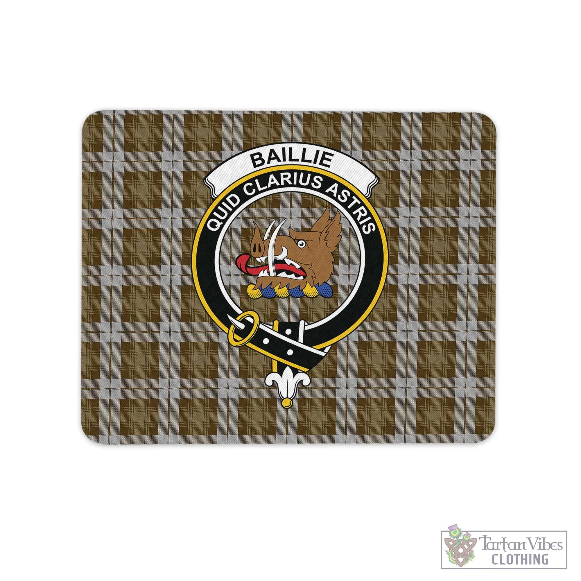 Baillie Dress Tartan Mouse Pad with Family Crest