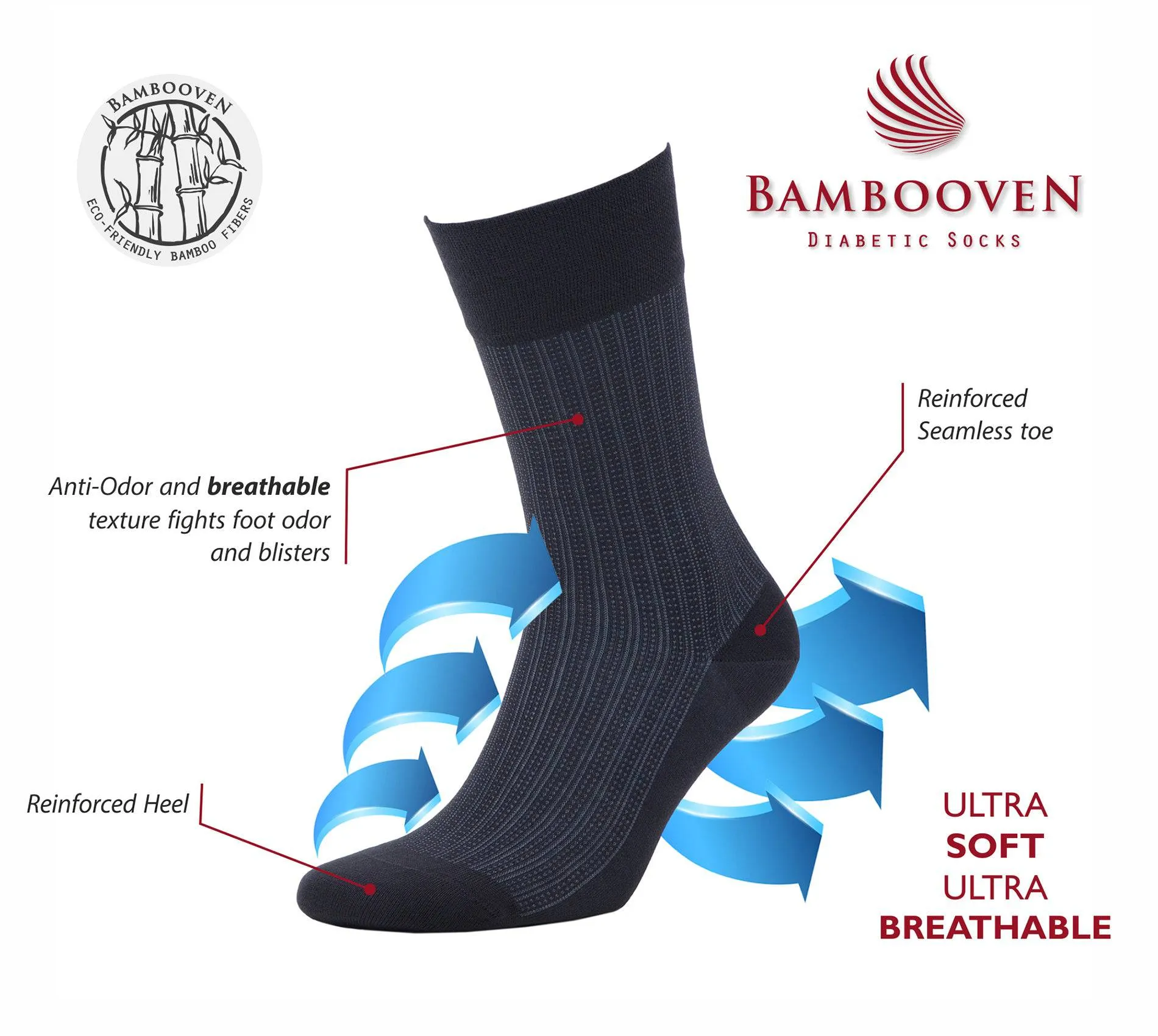 Bambooven Men’s Dress & Trouser Socks – Soft & Odor-Free (8 Pack)