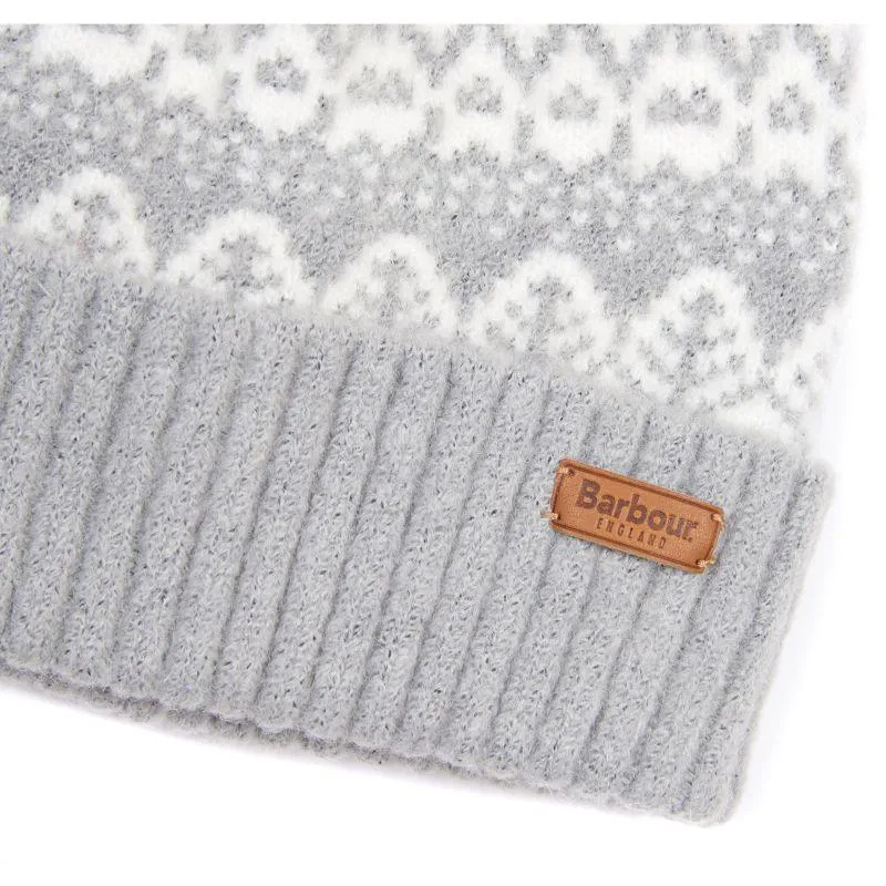 Barbour Alpine Ladies Fairisle Pom Beanie - Grey