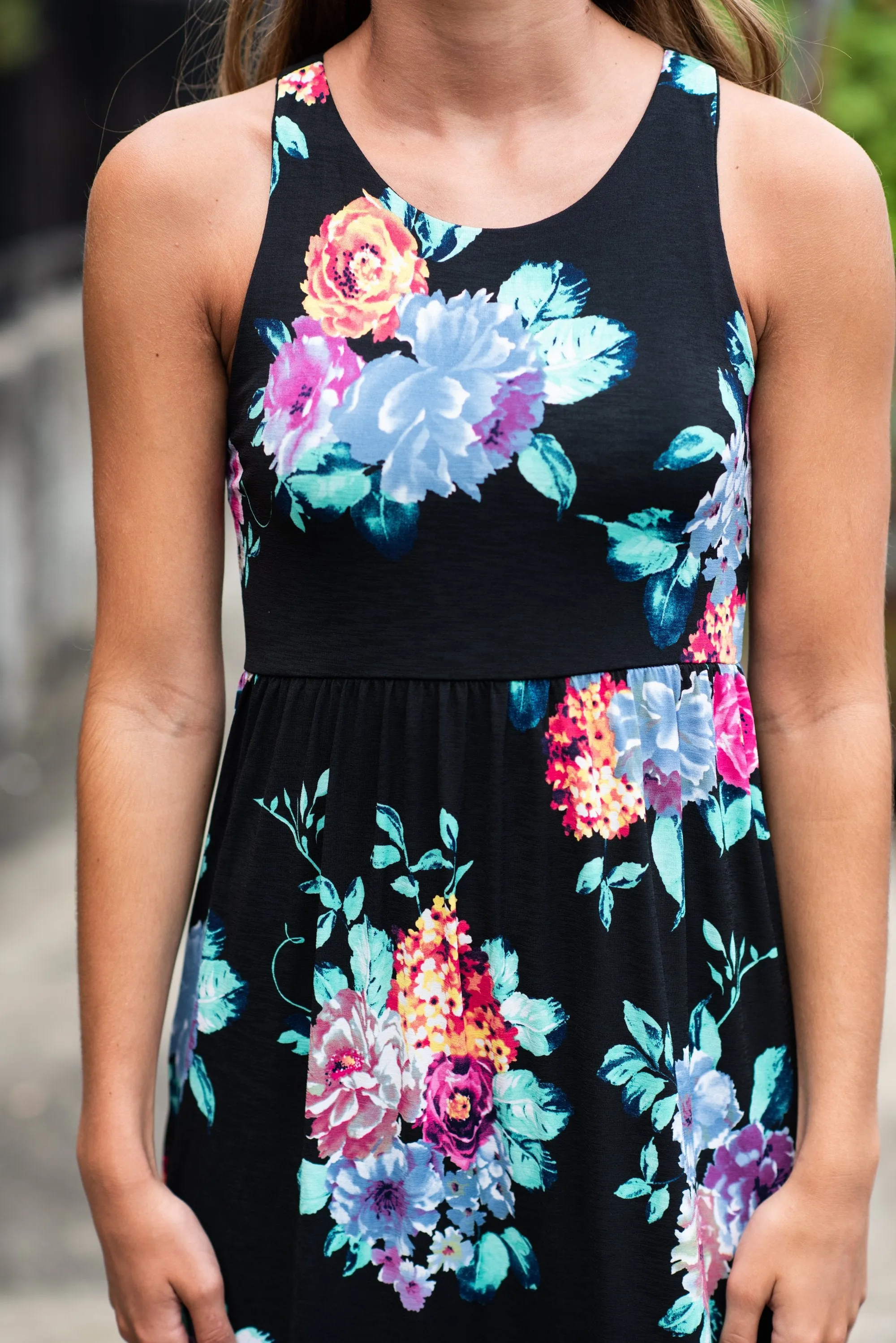 Beautifully In Bloom Black Floral Maxi Dress