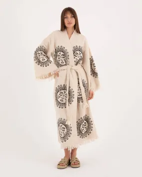 Beige Kimono with Sun God Pattern Robe