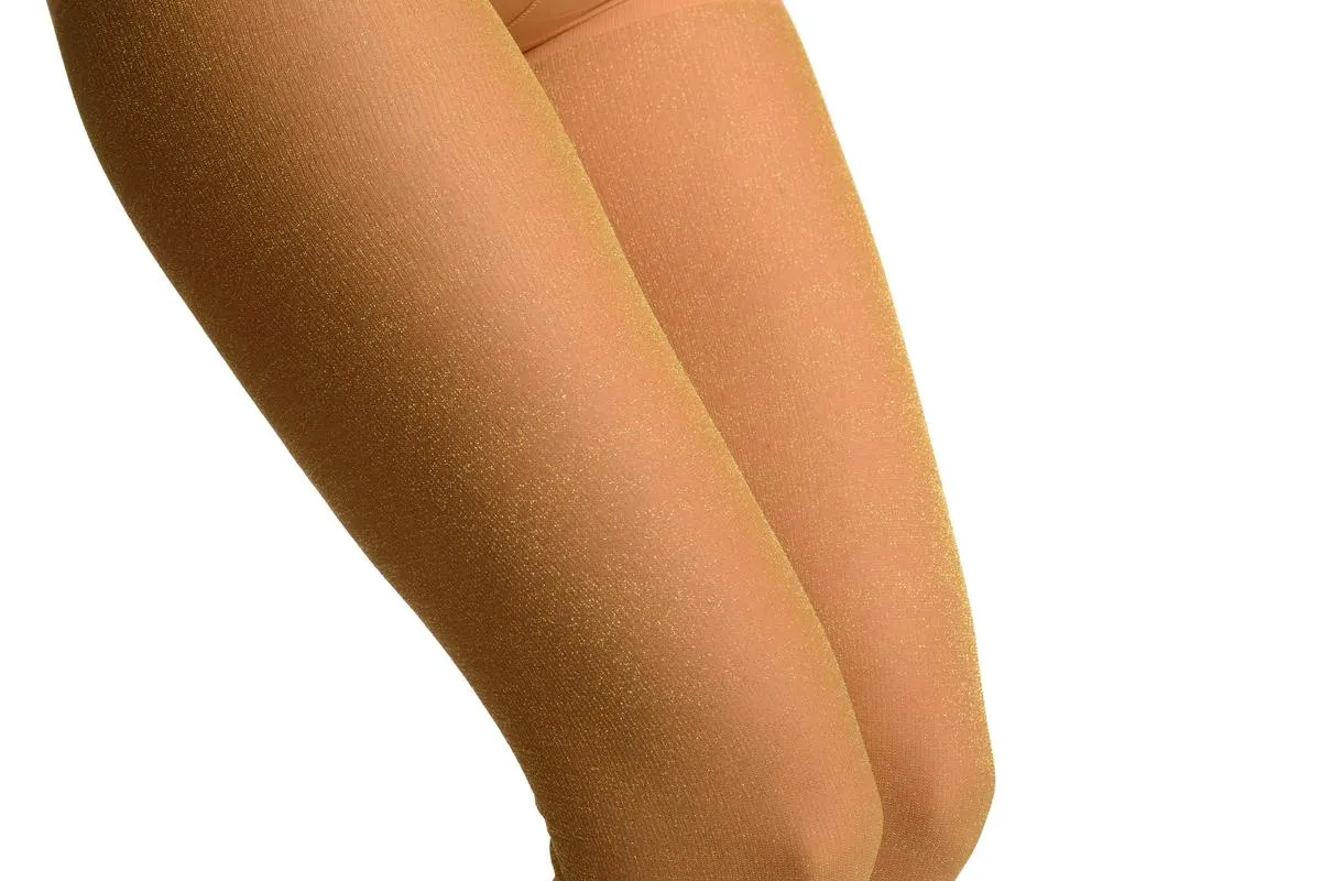 Beige With Gold Lurex Tights