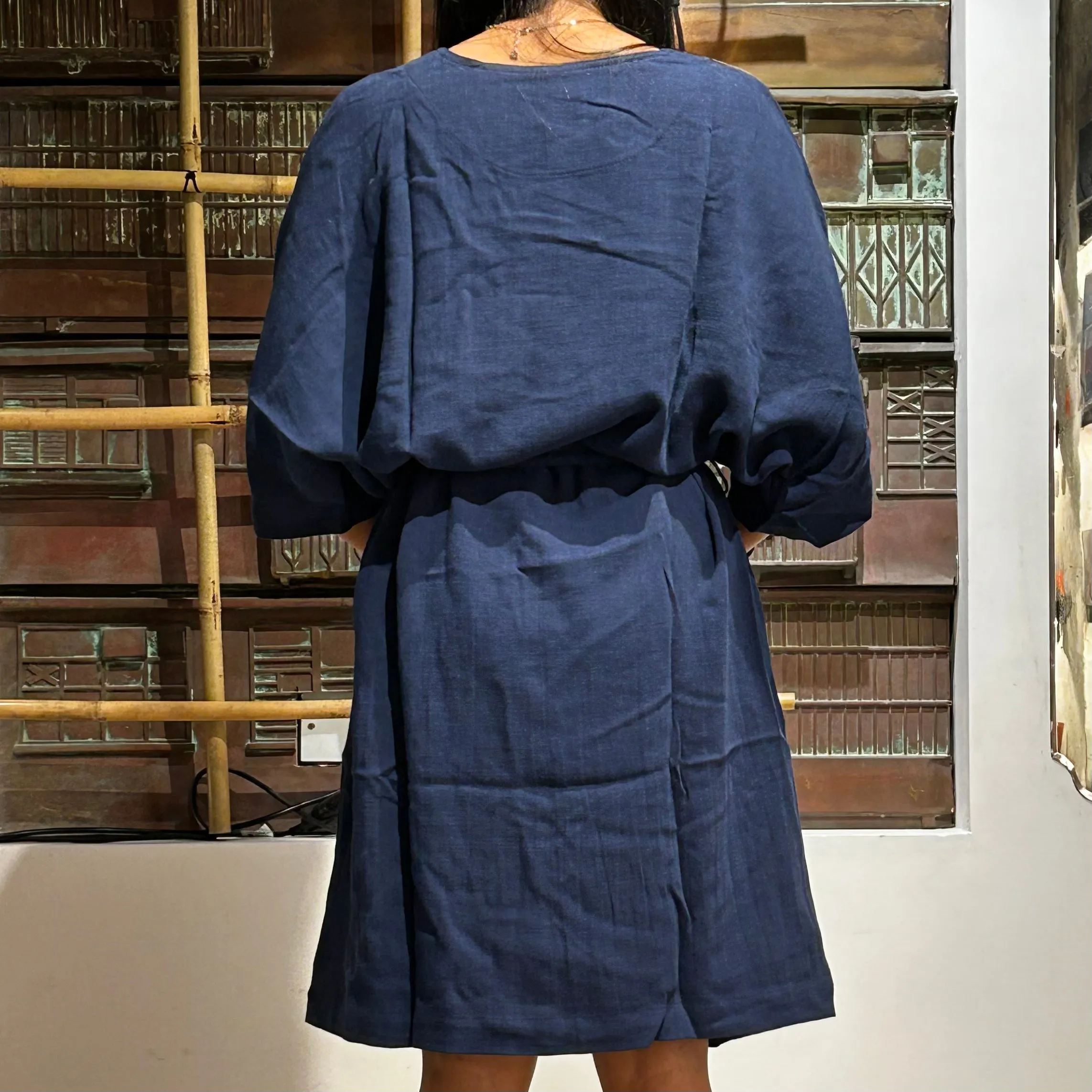 Belted Sack Dress, Denim Blue