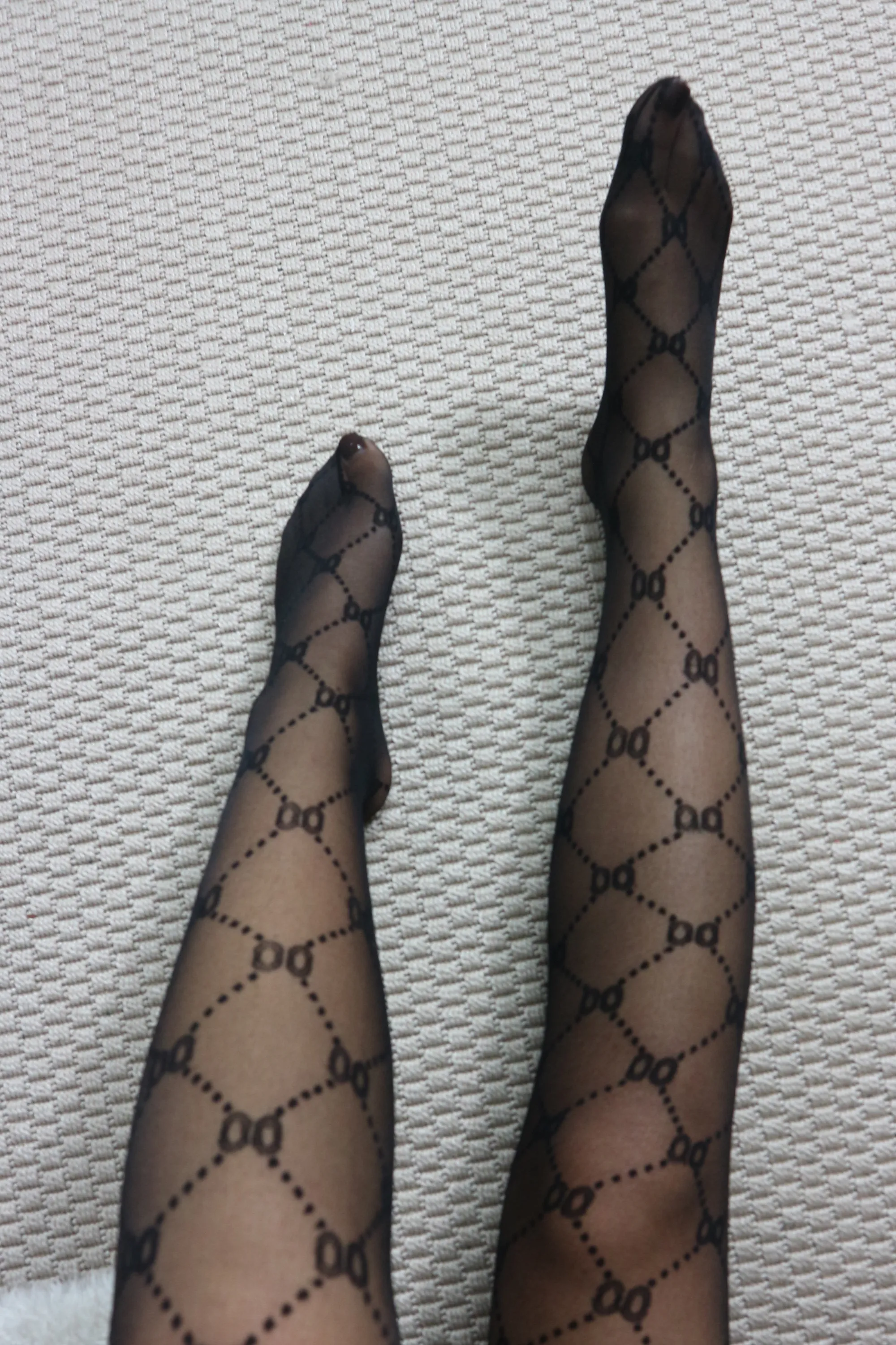 Black 00 Patterned Fashion Tights