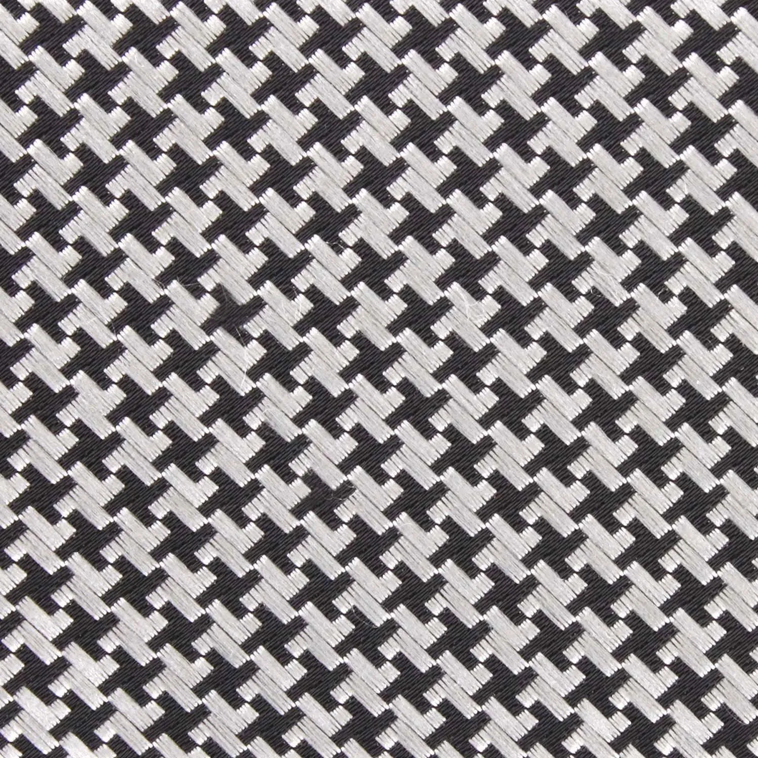 Black & Silver Houndstooth Pattern Necktie