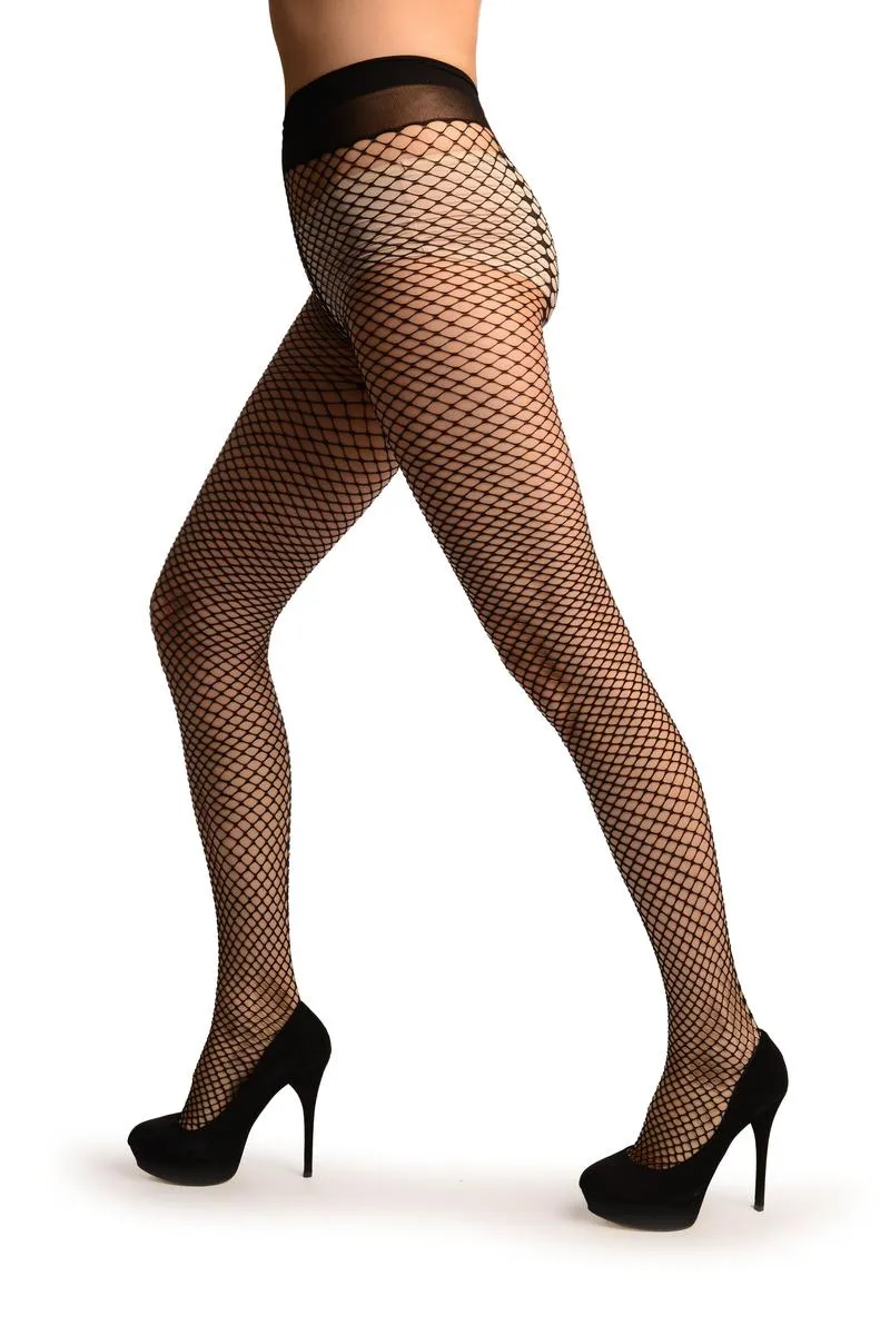 Black Sick Mesh & Back Seam Fishnet Tights