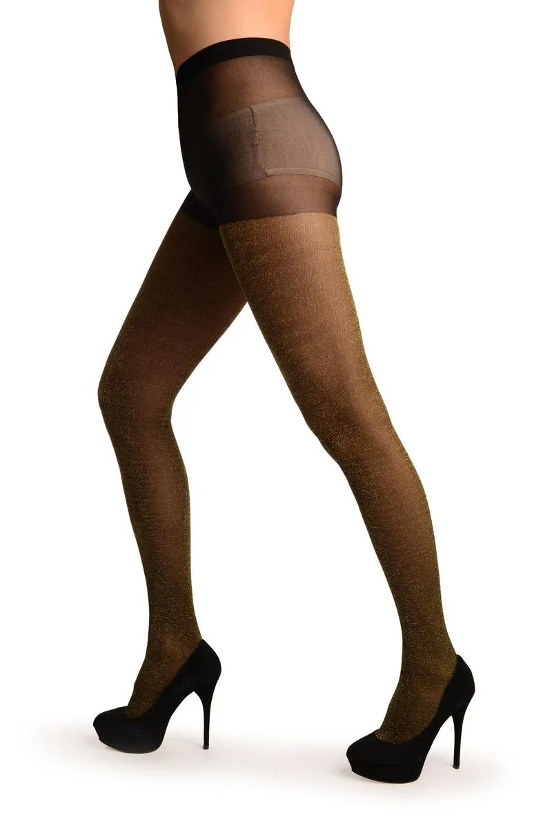 Black With Gold Lurex Tights