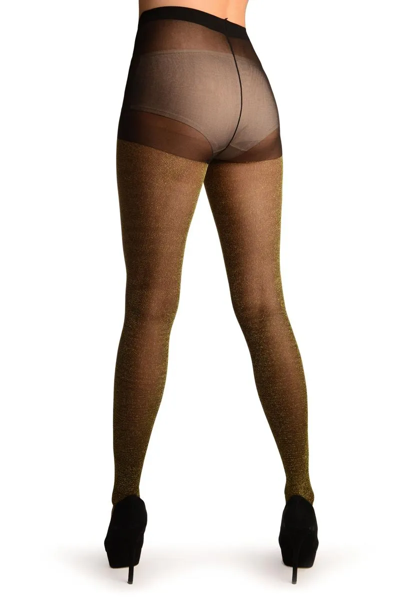 Black With Gold Lurex Tights