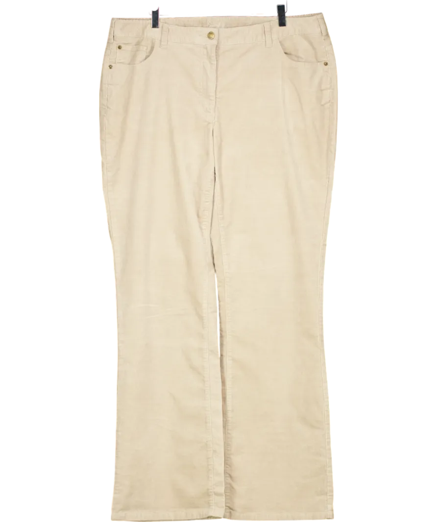 Boden Beige Corduroy Bootleg Trousers Long UK 18