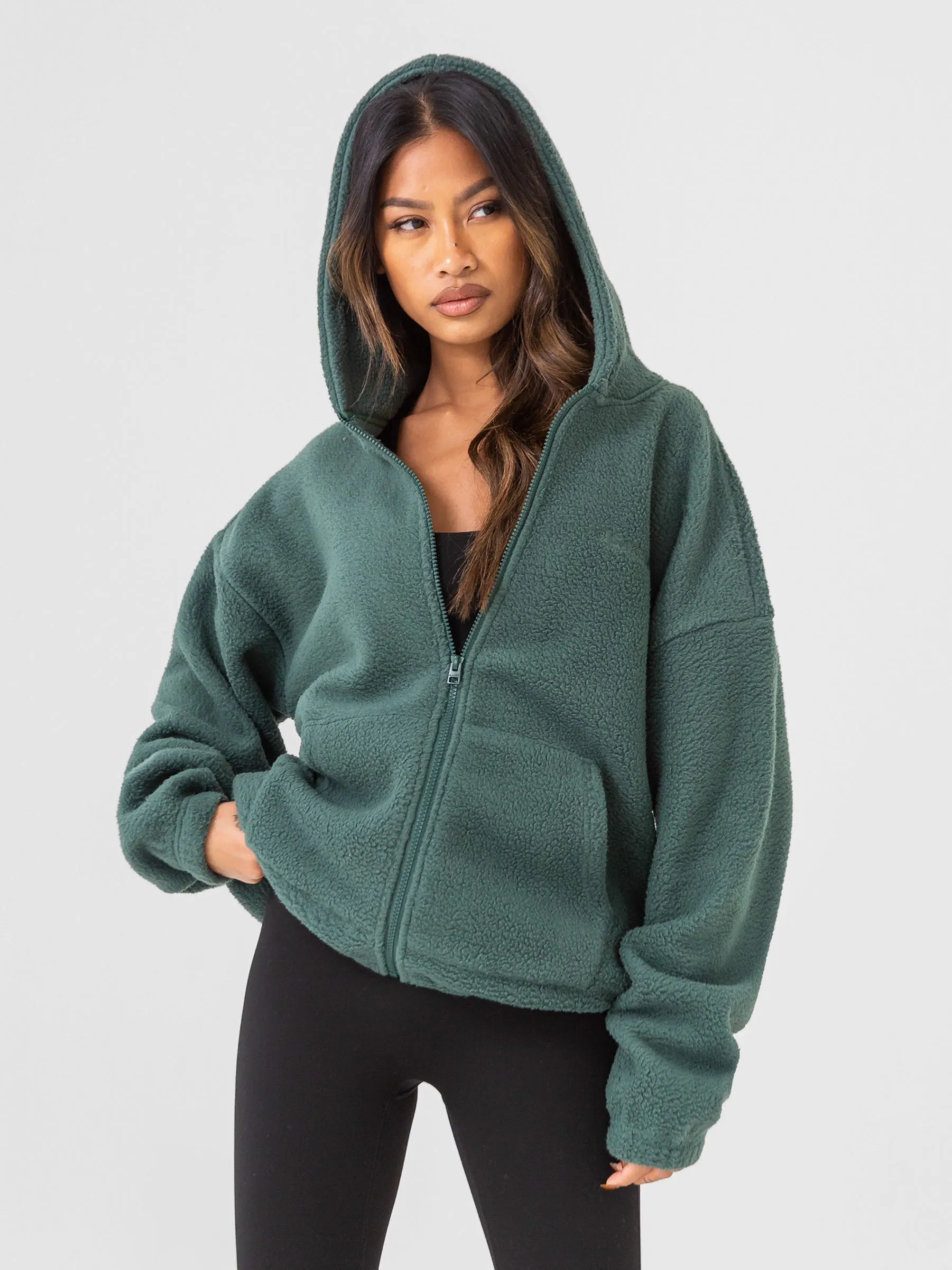 Borg Full Zip Hoodie - Green