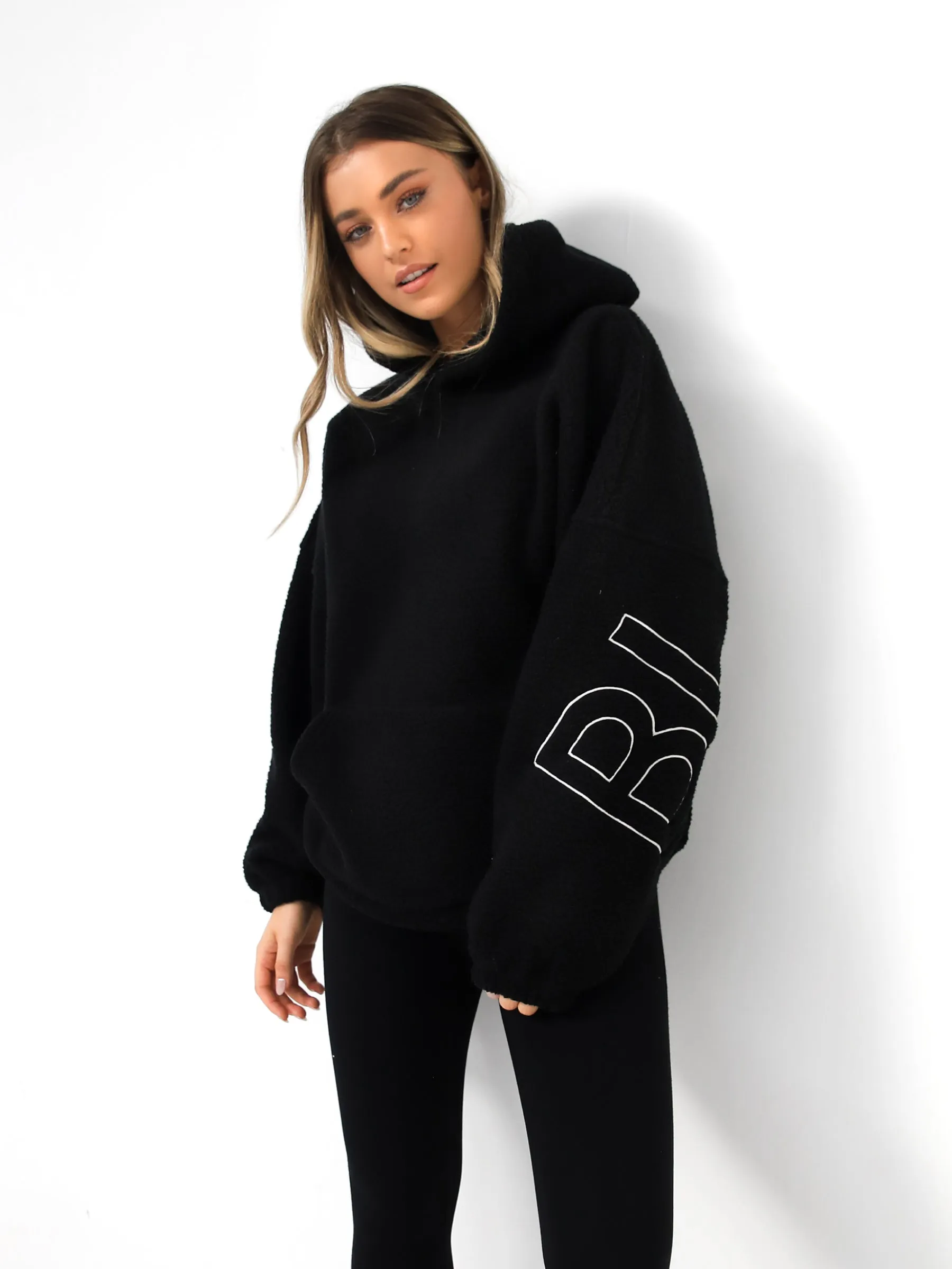 Borg Isabel Oversized Hoodie - Black