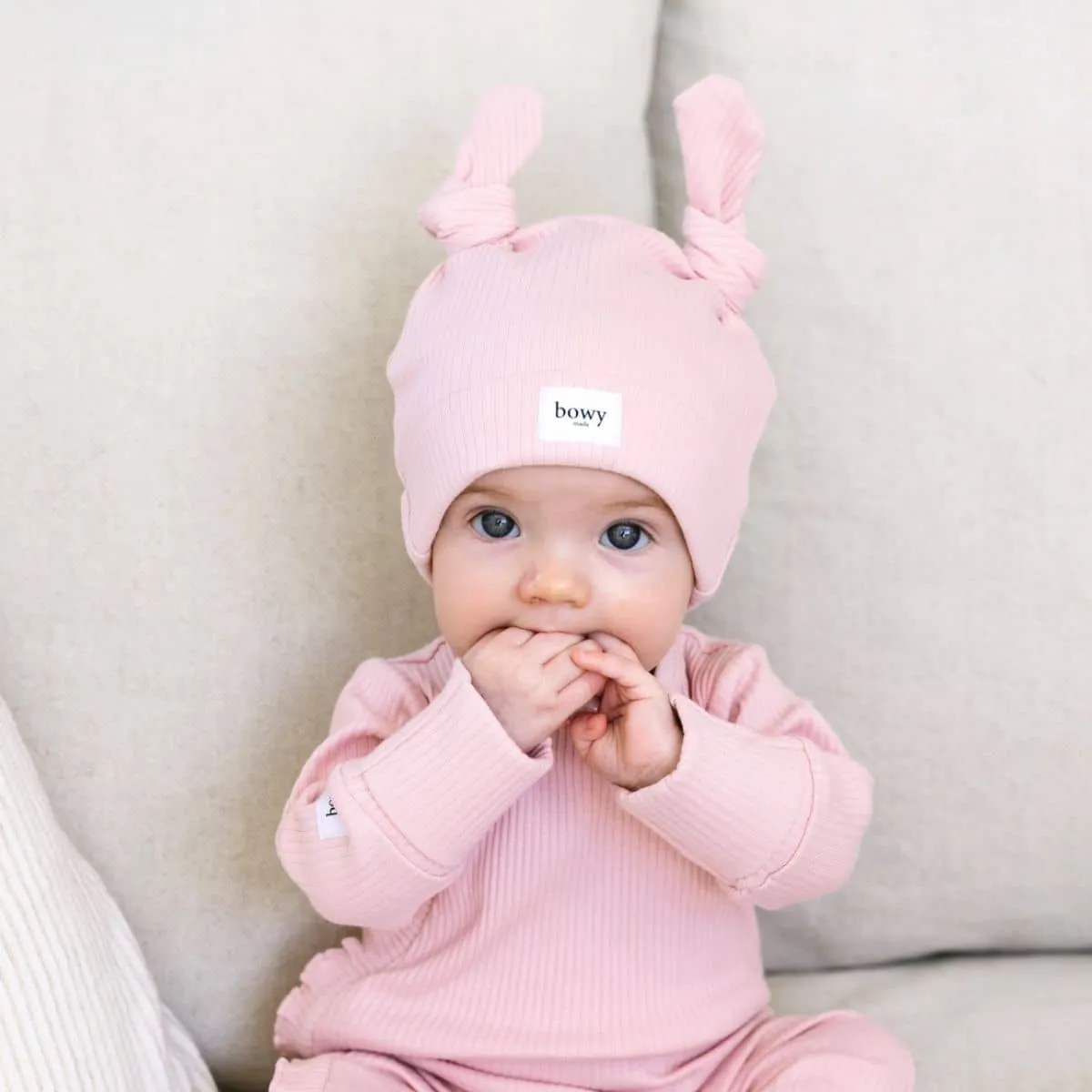 Bowy Made Double Knot Beanie - Dusty Pink